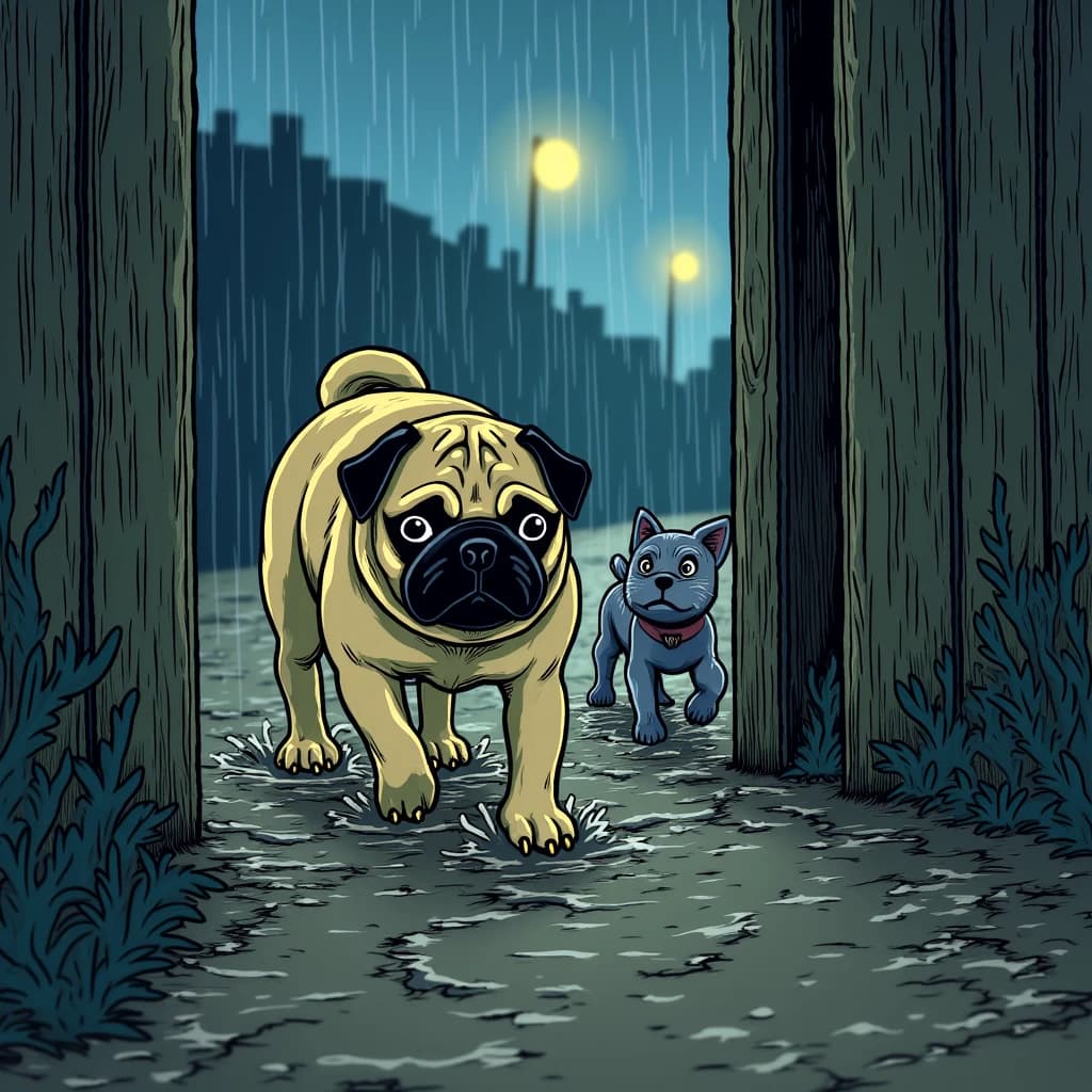 Pug and Kitty's Rainy Adventure: A Tale of Friendship & Memories