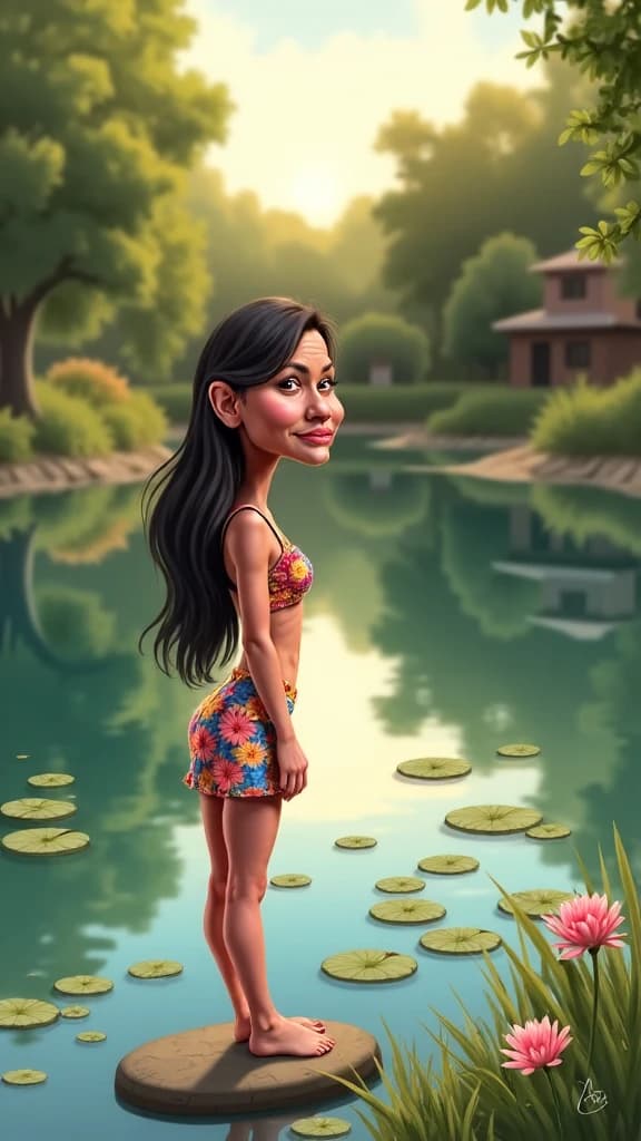 মেয়ের অভিনব গোচল করার উপায়: পুকুরে bra পরে