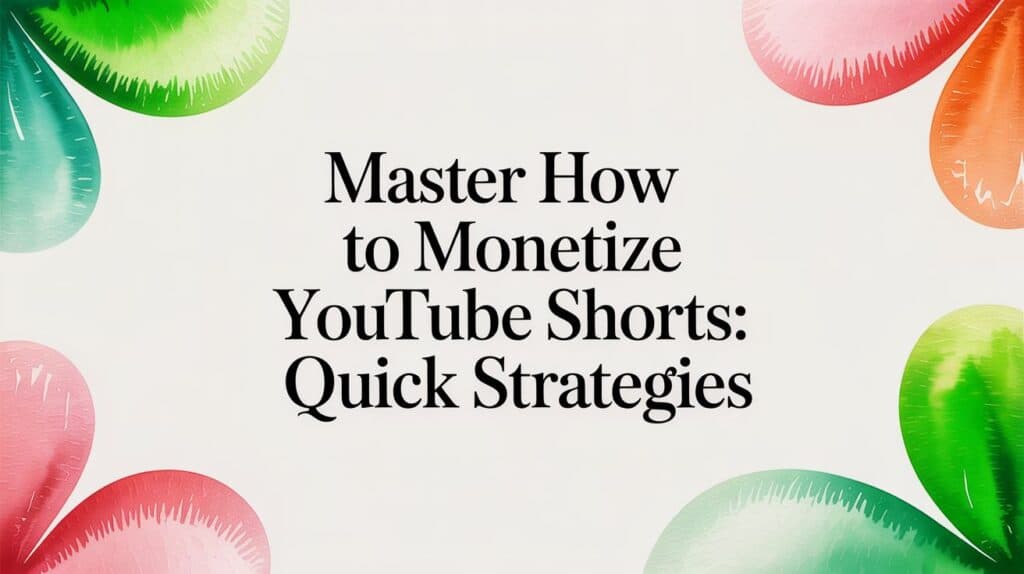 Master how to monetize youtube shorts: quick strategies
